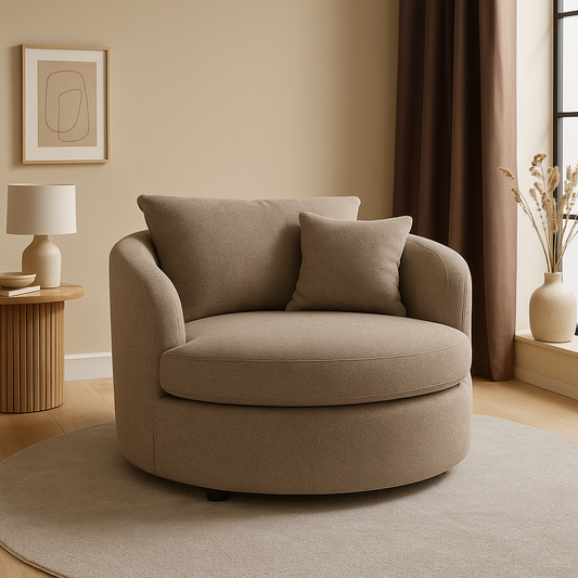 Create a Cozy Corner with the Vesper Taupe Cushion Back Snuggle Chair