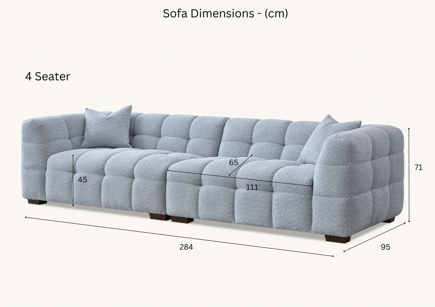 Aluxo Tribeca 4 Seater Sofa – Pearl Bouclé Upholstery | Modern Chesterfield Design