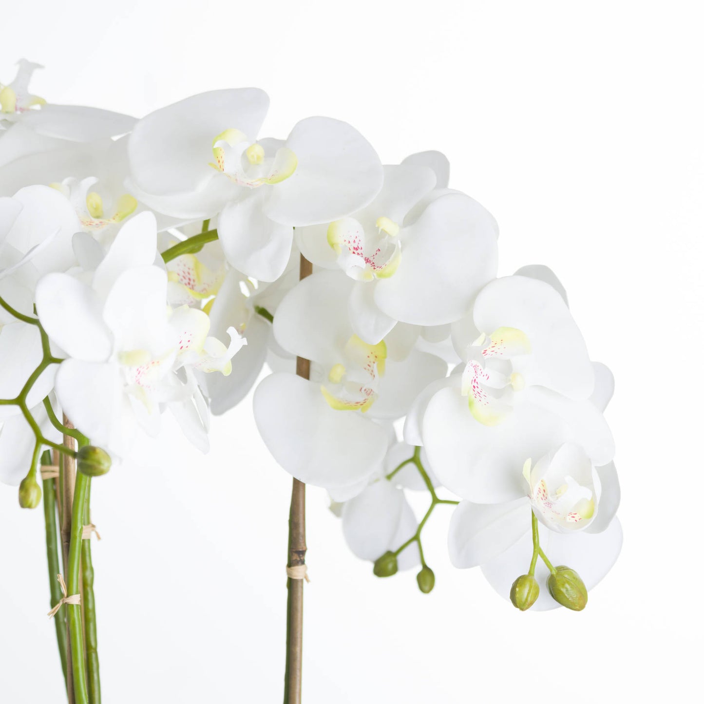 Large Faux White Orchid in Stone Pot