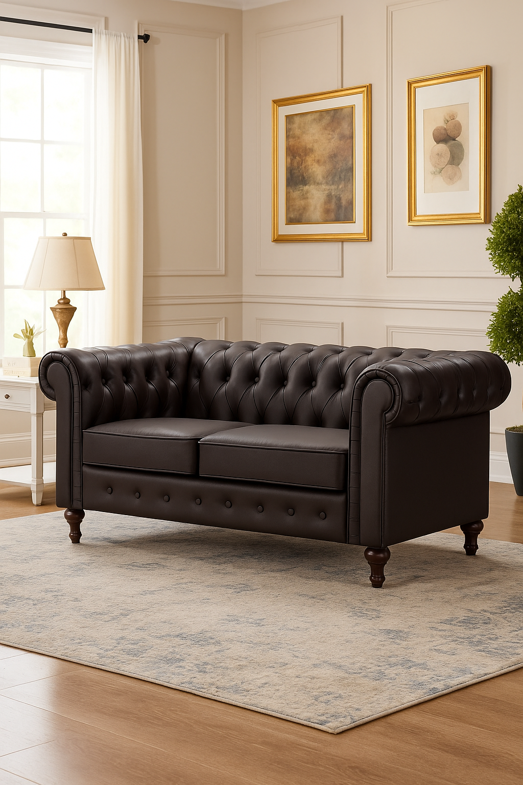 Classic Chesterfield 2-Seater Sofa in Leather – Available in 4 Colours