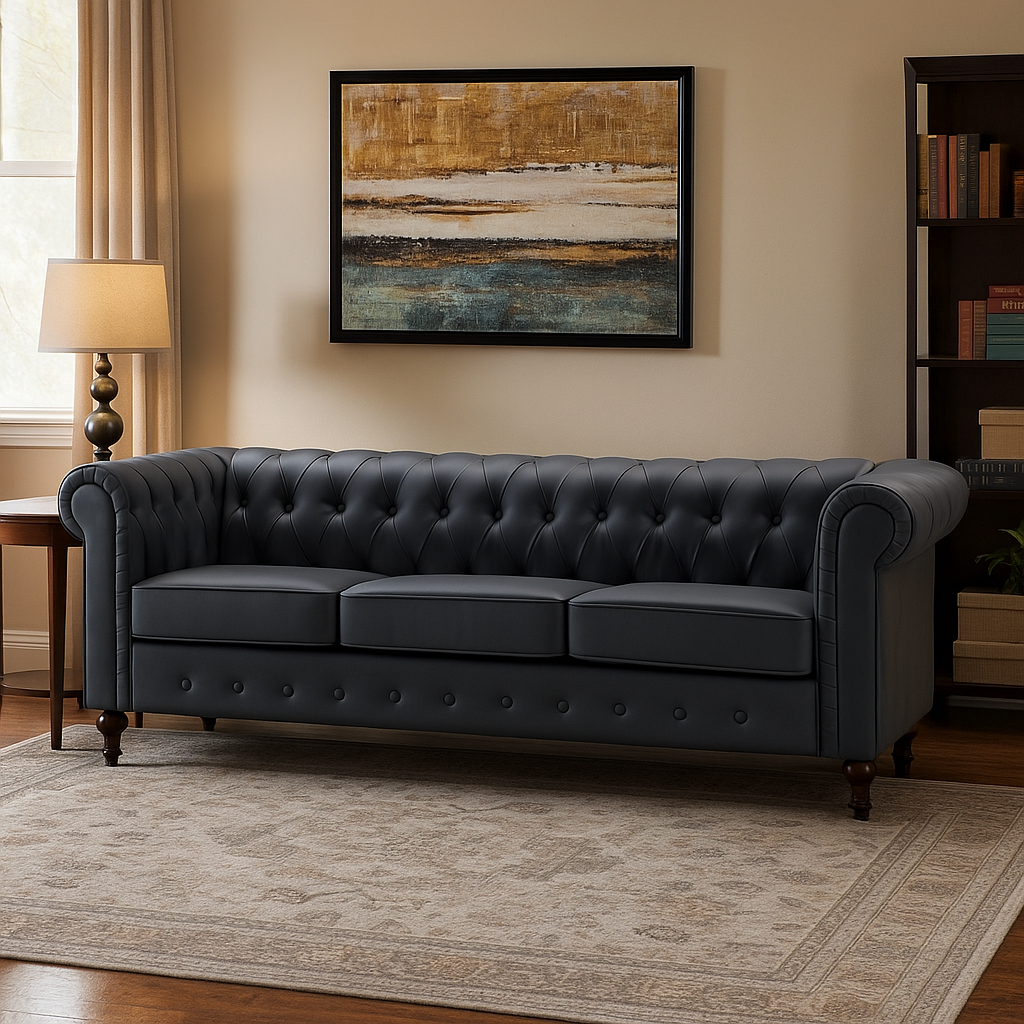 Classic Chesterfield 3-Seater Sofa in Leather – Available in 4 Colours