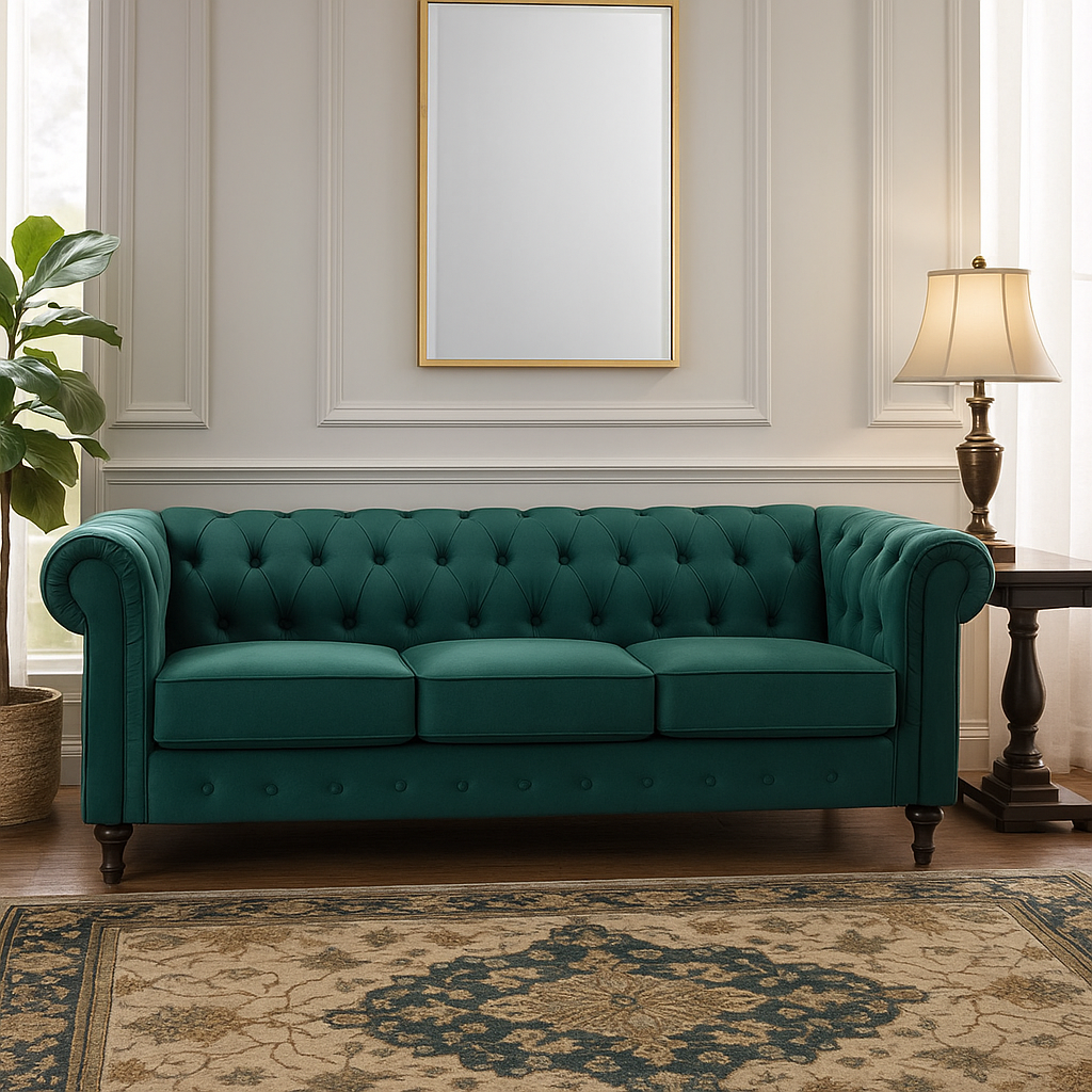 Velvet Chesterfield 3-Seater Sofa – Available in 5 Colours