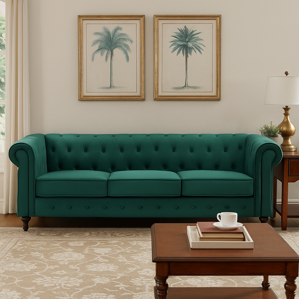 Velvet Chesterfield 3-Seater Sofa – Available in 5 Colours