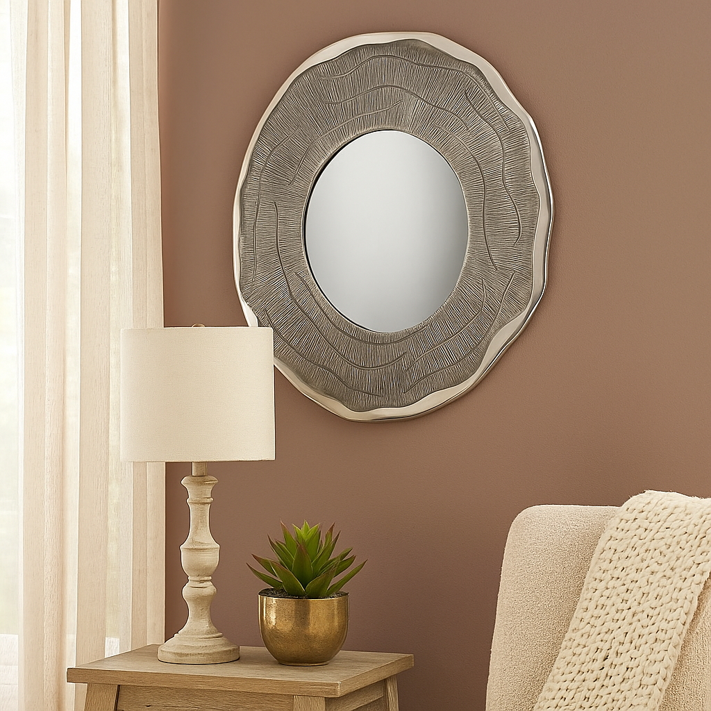 Silva Oak Effect and Silver Wall Mirror