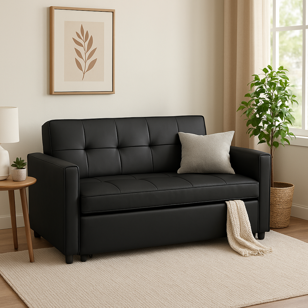 Astoria Sofa Bed in Black Faux Leather