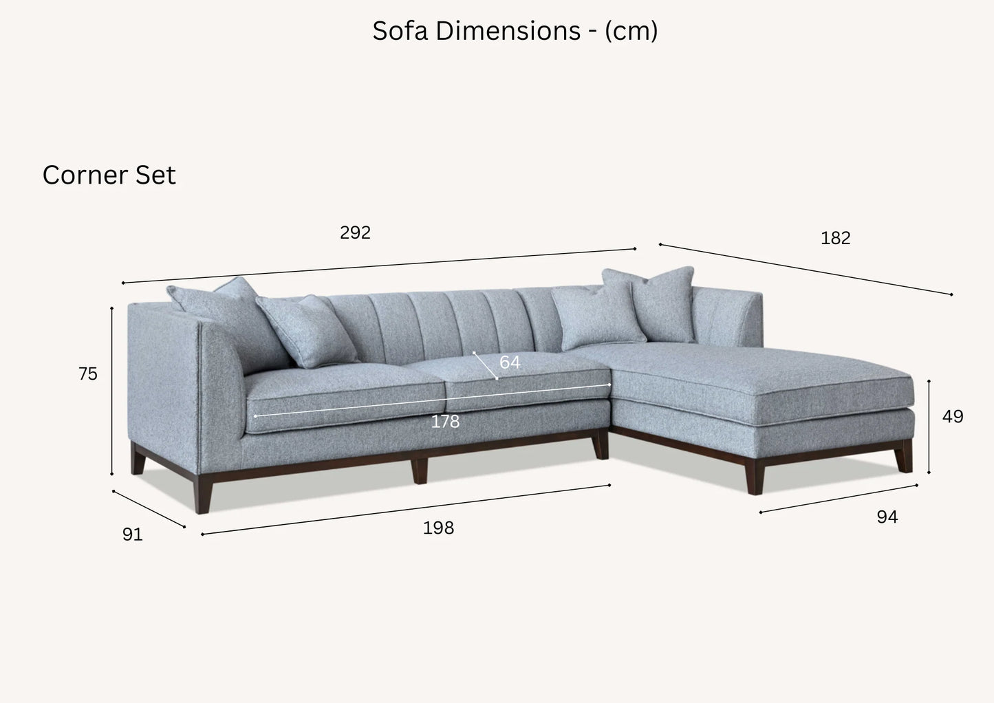 Aluxo Cooper Right Hand Corner Sofa – Dolphin Bouclé Fabric with Mid-Century Modern Design