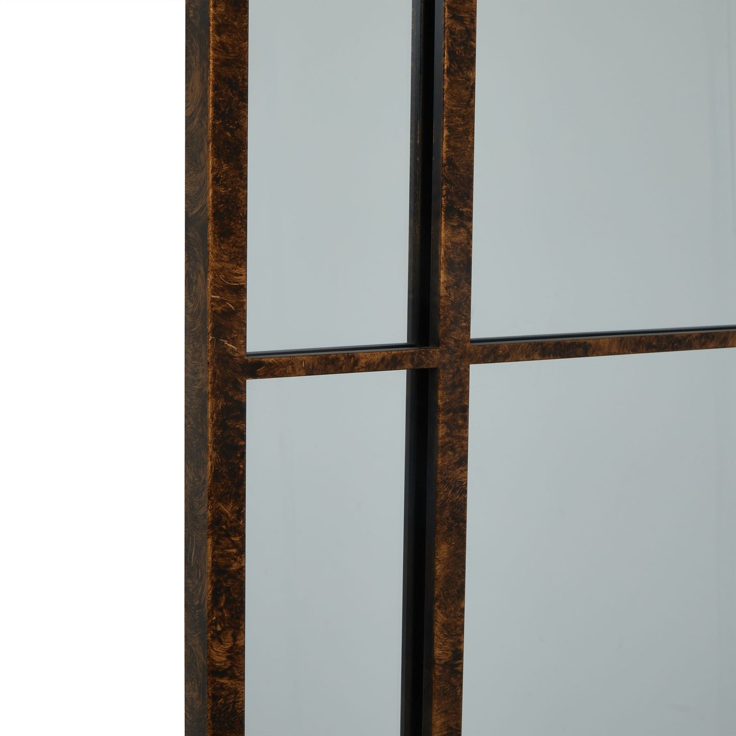 Rust Effect Large Arched Window Mirror – 200cm Tall Industrial Vintage Wall Accent