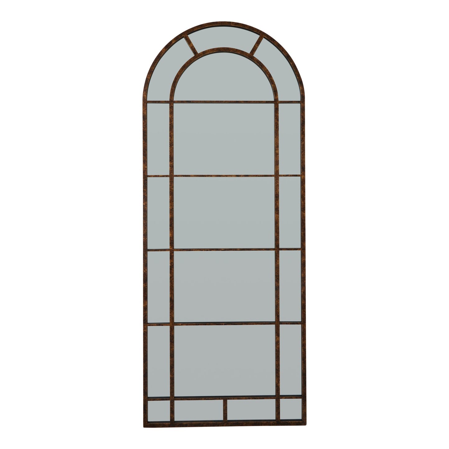 Rust Effect Large Arched Window Mirror – 200cm Tall Industrial Vintage Wall Accent