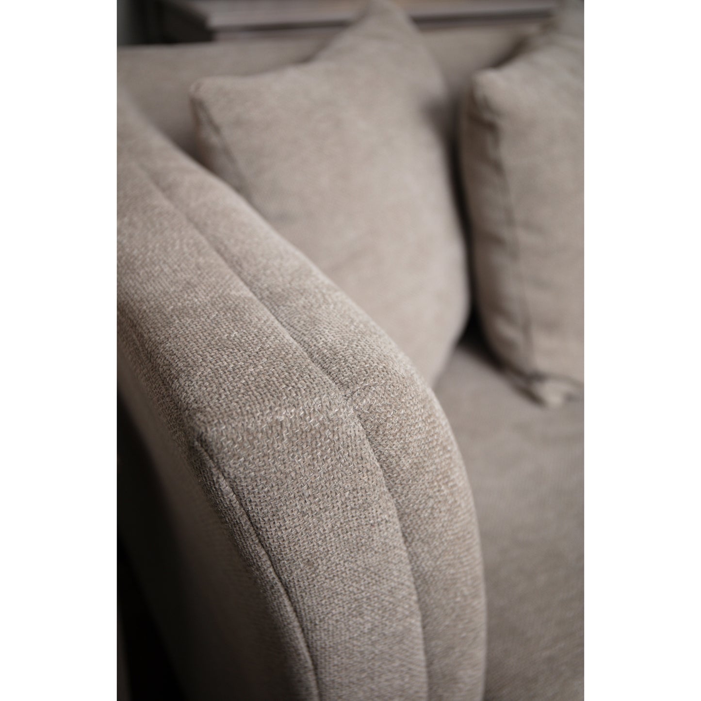 Vesper Taupe Cushion Back 3-Seater Sofa – Contemporary Lounge Seating