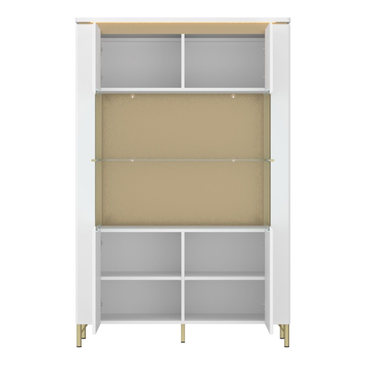 Lazio 2 Door Display Cabinet – Alpine White High Gloss with Glass Front and LED Lighting