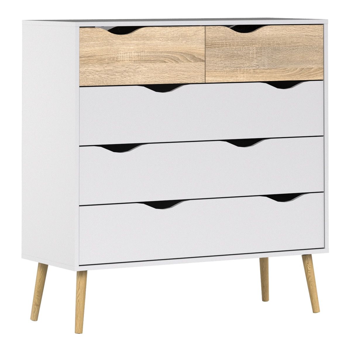 Oslo 3-Piece Bedroom Furniture Set – White & Oak | Wardrobe, Chest & Bedside Table