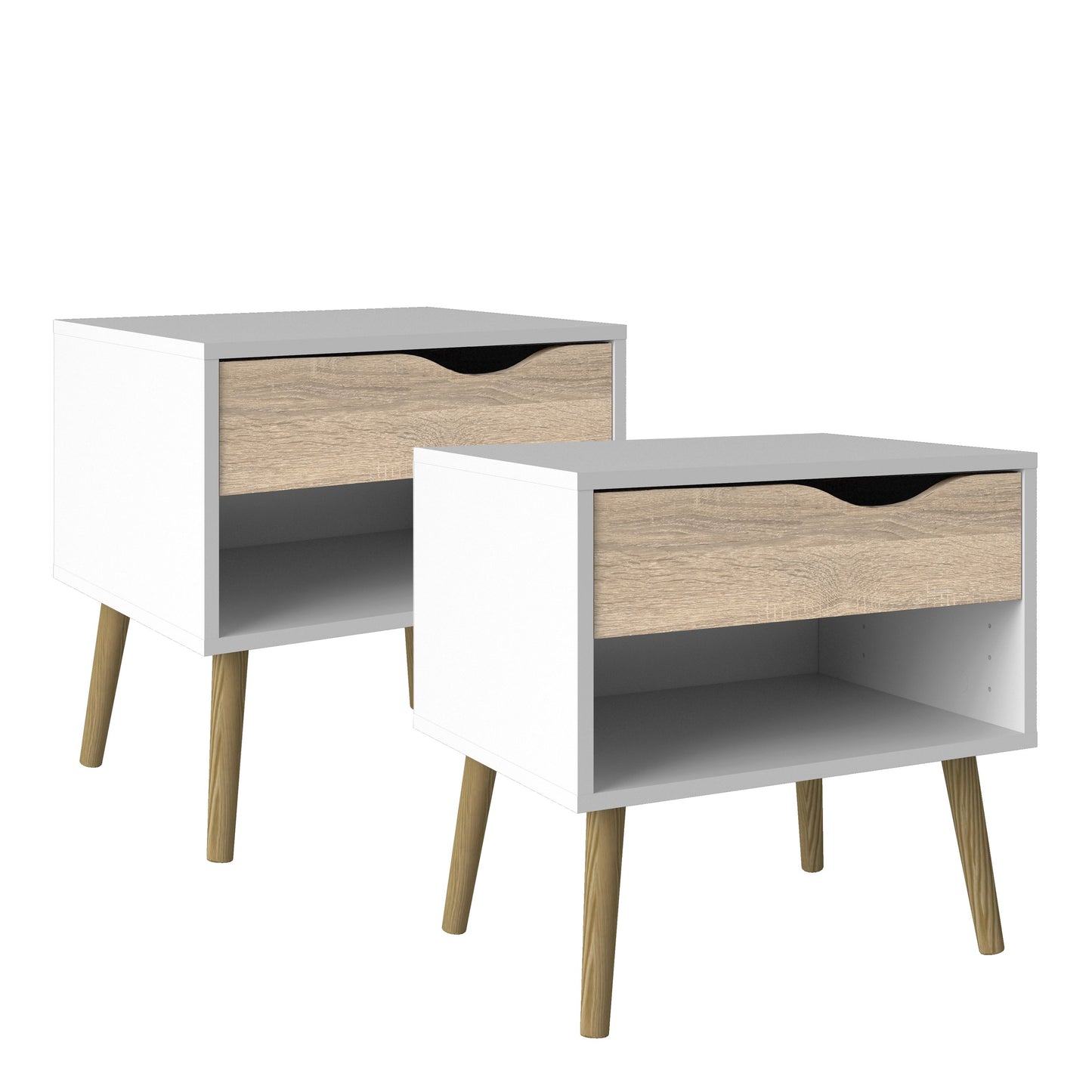 Oslo 3 Piece Bedroom Furniture Set in White & Oak