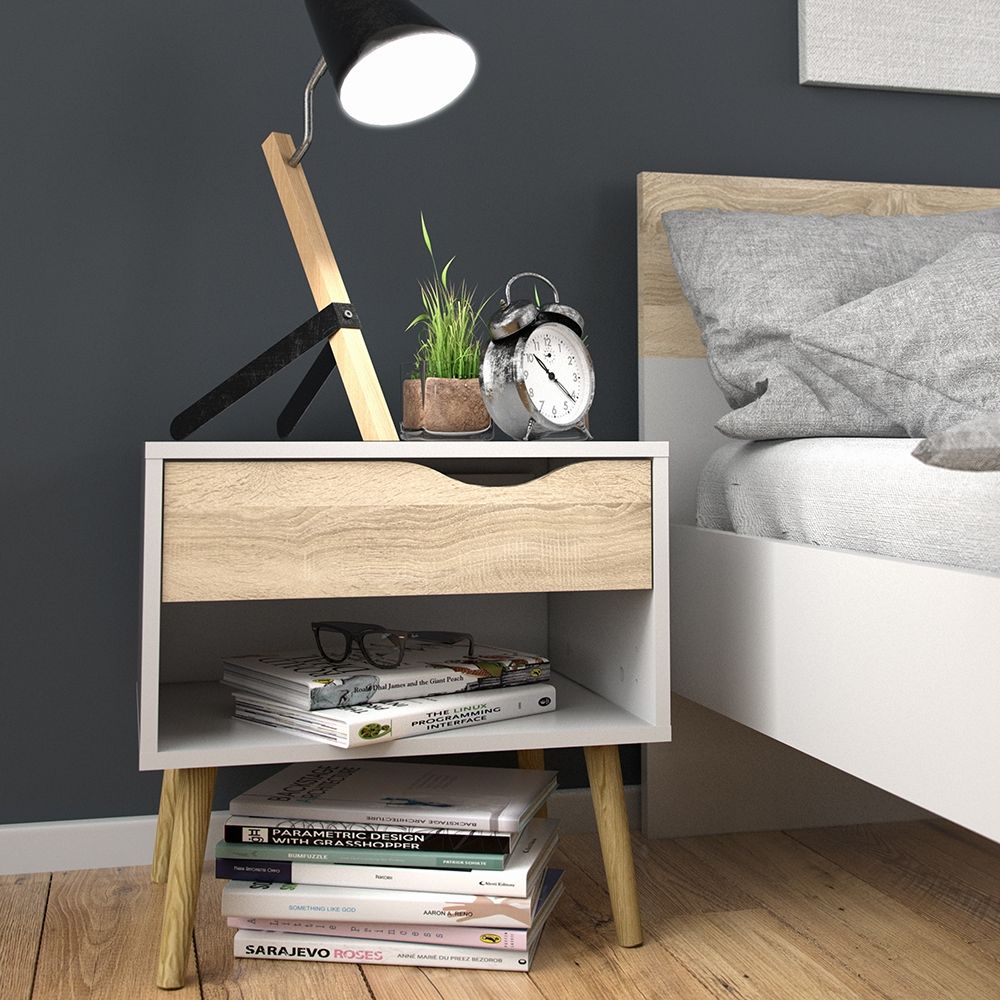 Oslo 3 Piece Bedroom Furniture Set in White & Oak