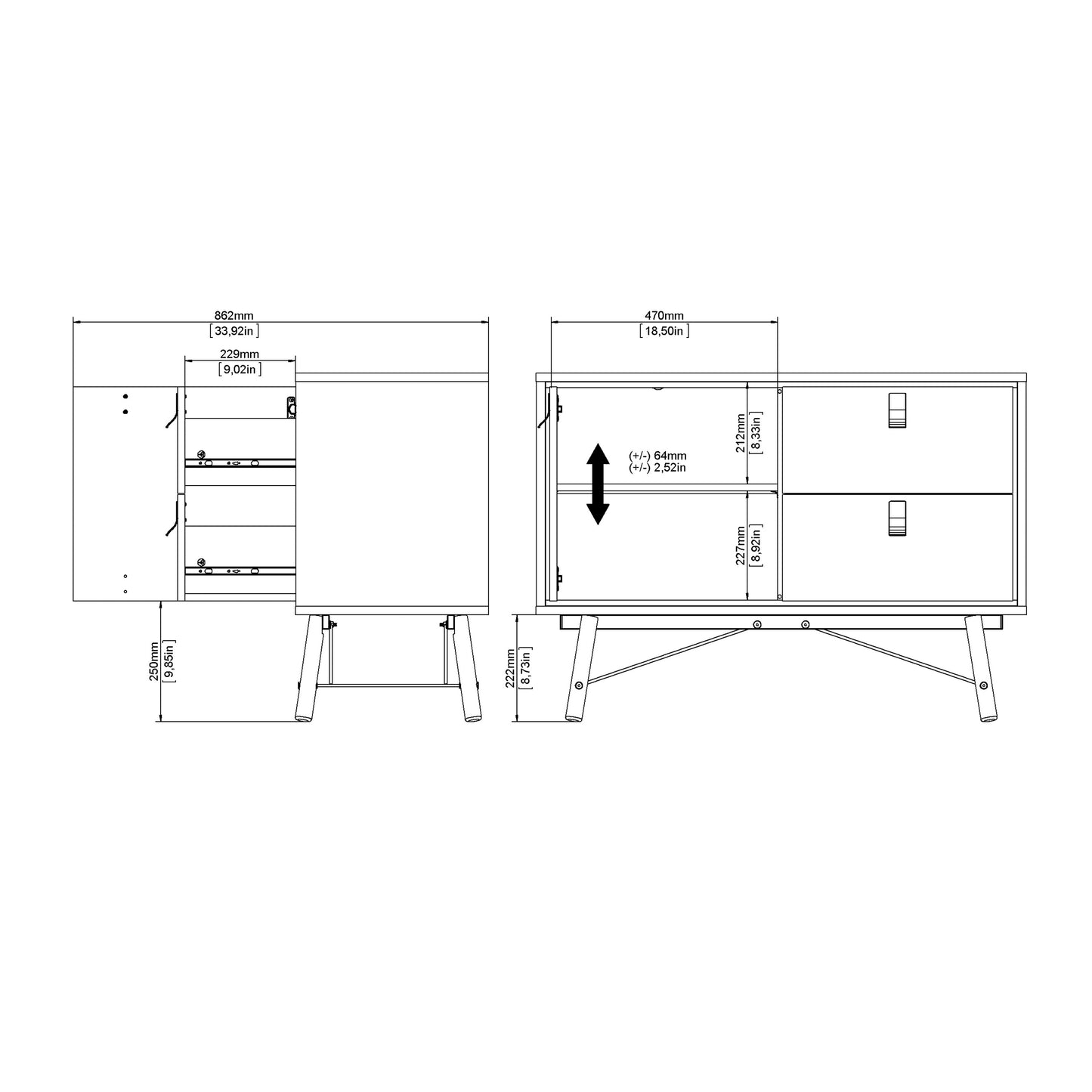 Ry 3-Piece Bedroom Furniture Set – Matt Black Walnut | Wardrobe, Chest & Bedside Cabinet