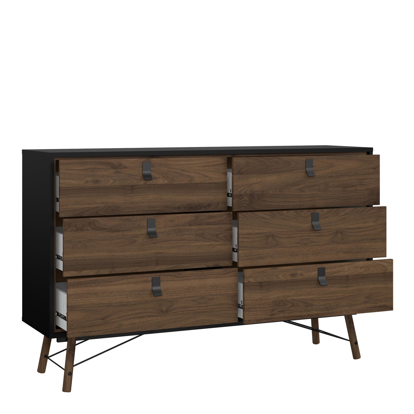 Ry 3-Piece Bedroom Furniture Set – Matt Black Walnut | Wardrobe, Chest & Bedside Cabinet