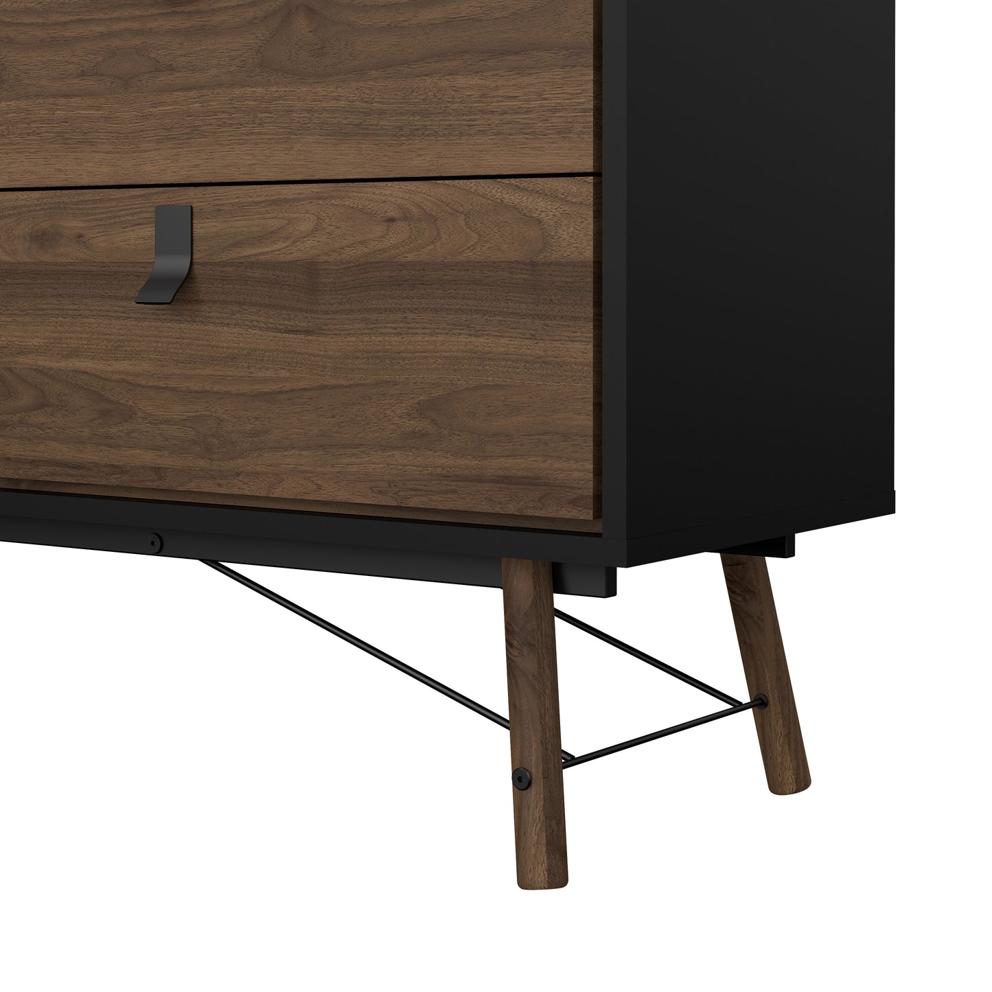 Ry 3-Piece Bedroom Furniture Set – Matt Black Walnut | Wardrobe, Chest & Bedside Cabinet