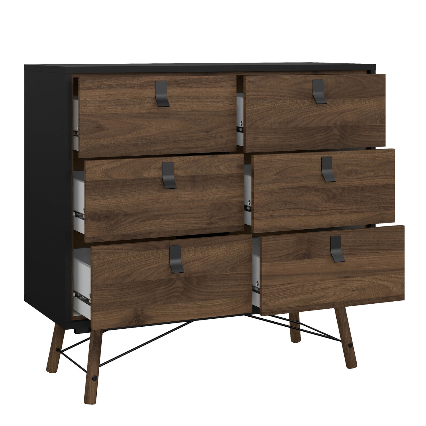 Ry 3-Piece Bedroom Furniture Set – Matt Black Walnut | Wardrobe, Chest & Bedside Cabinet