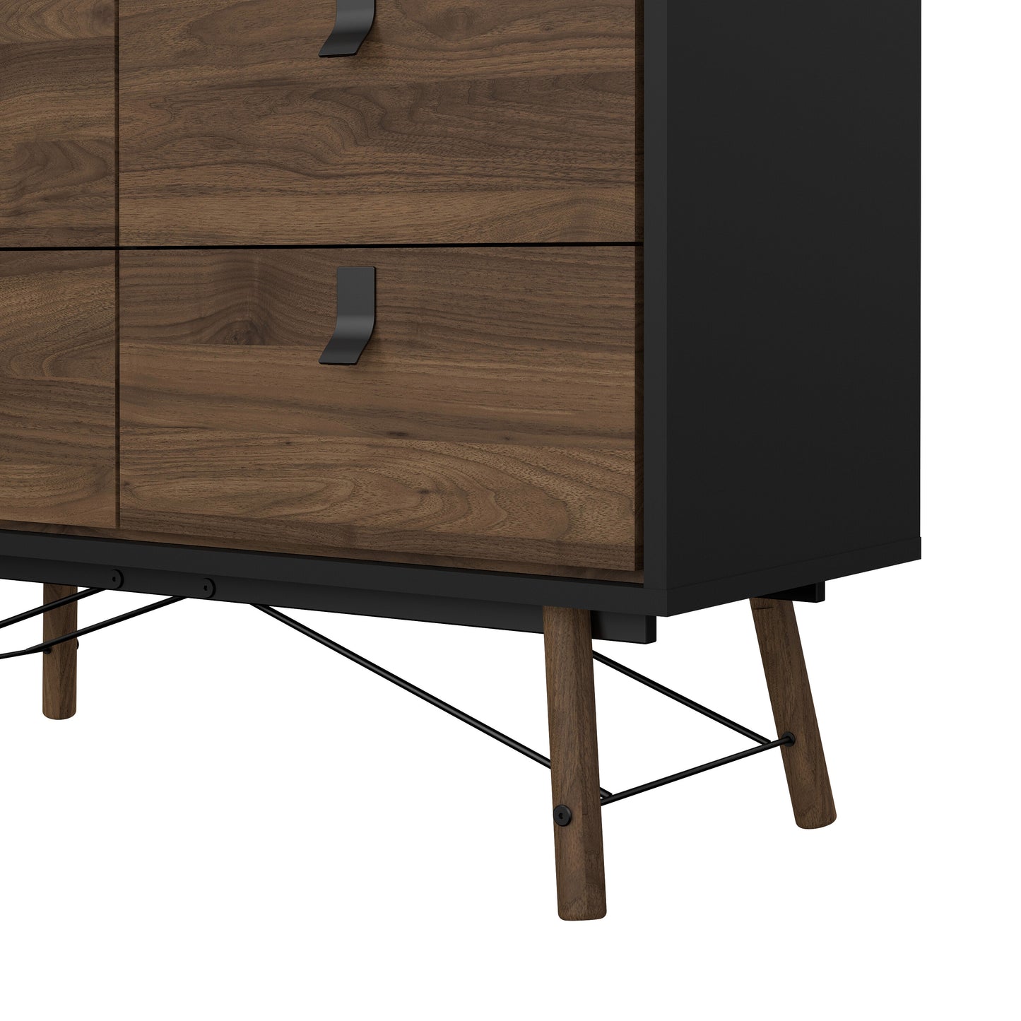 Ry 3-Piece Bedroom Furniture Set – Matt Black Walnut | Wardrobe, Chest & Bedside Cabinet