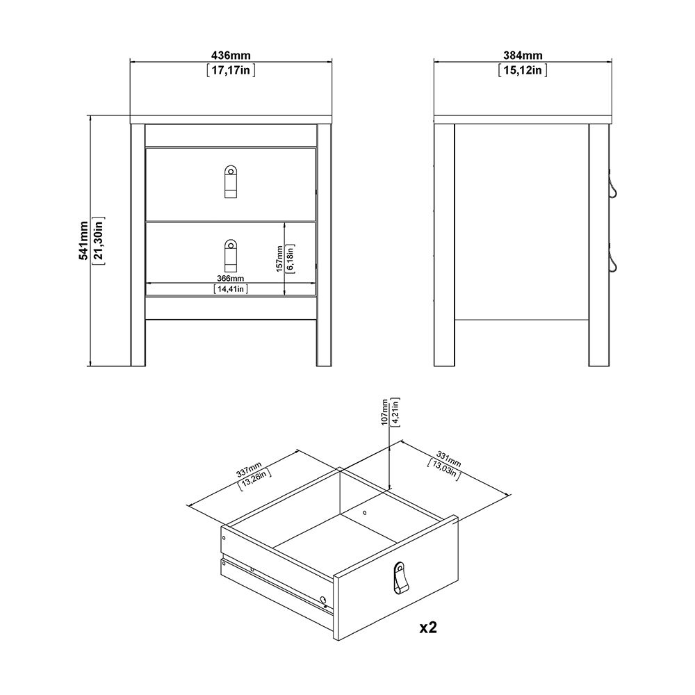 Barcelona 3-Piece Bedroom Furniture Set – Jackson Hickory Oak | Wardrobe, Chest & Bedside Table