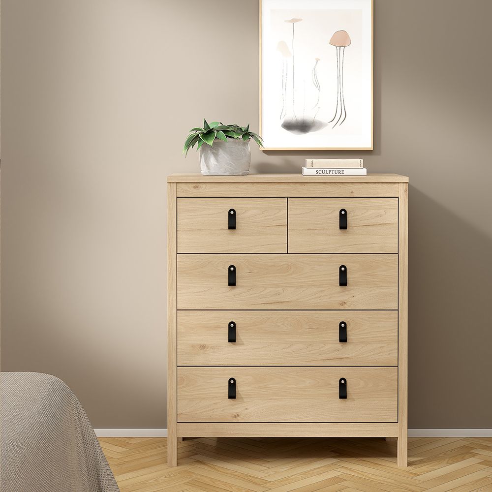 Barcelona 3-Piece Bedroom Furniture Set – Jackson Hickory Oak | Wardrobe, Chest & Bedside Table