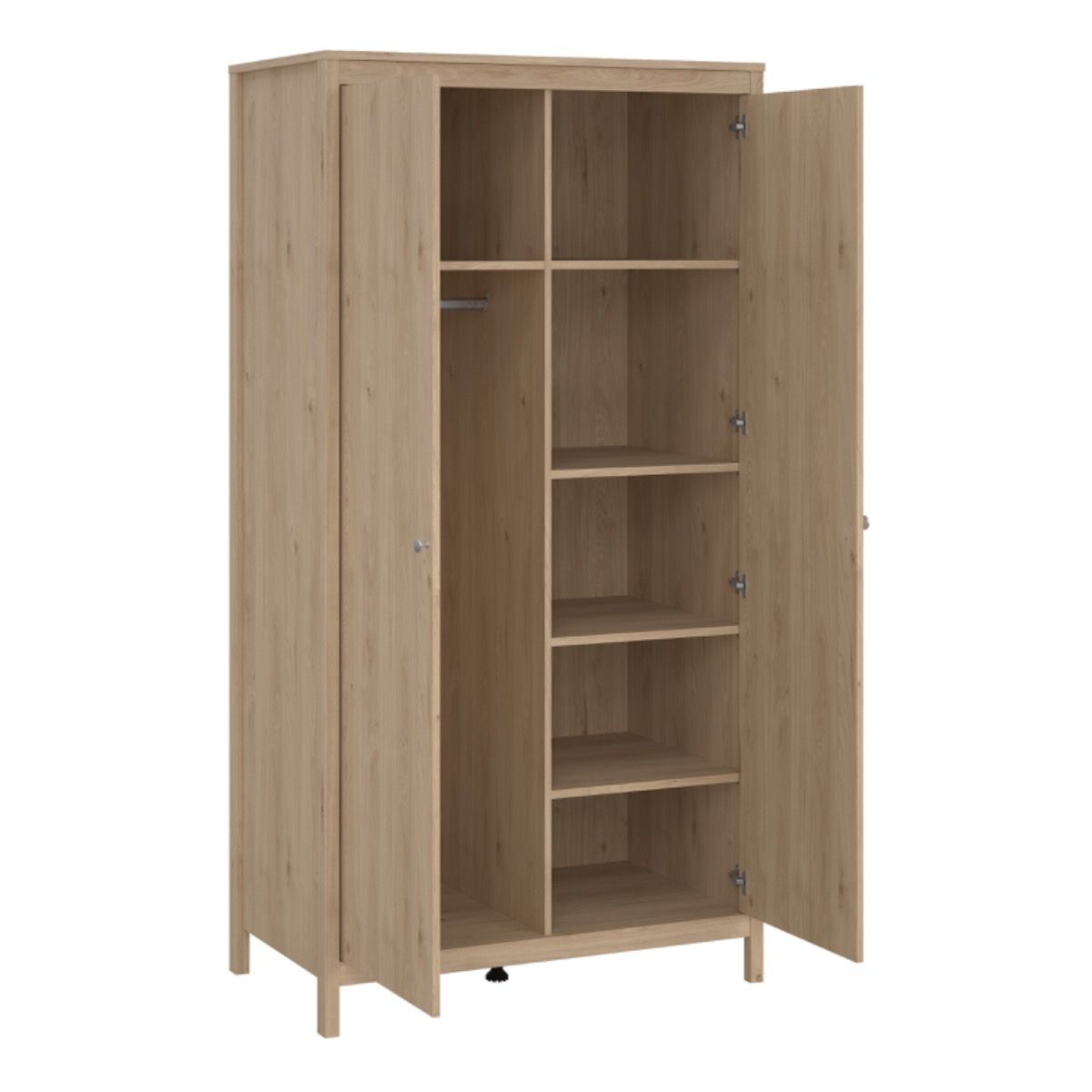 Madrid Bedroom Furniture Set in Jackson Hickory Oak – 2 Door Wardrobe, 5 Drawer Chest & 2 Drawer Bedside Table