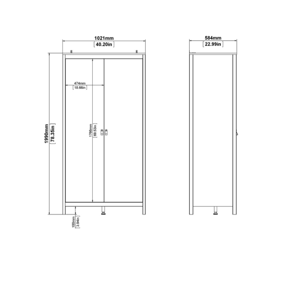 Madrid Bedroom Furniture Set in Jackson Hickory Oak – 2 Door Wardrobe, 5 Drawer Chest & 2 Drawer Bedside Table