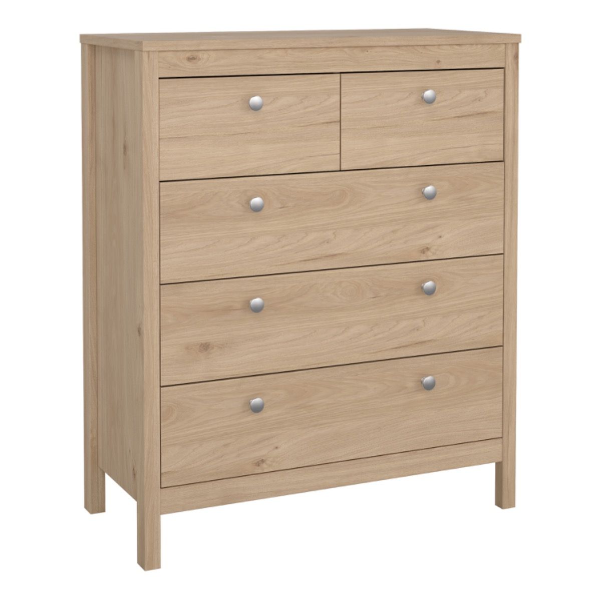 Madrid Bedroom Furniture Set in Jackson Hickory Oak – 2 Door Wardrobe, 5 Drawer Chest & 2 Drawer Bedside Table