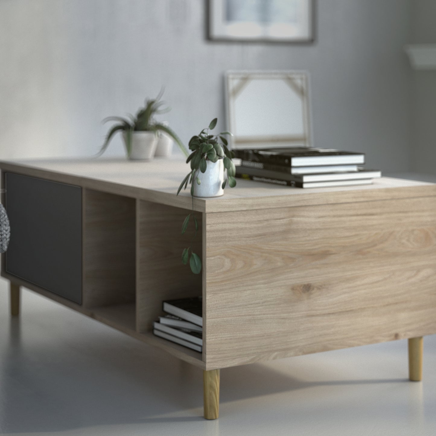 Rome Coffee Table with Sliding Top in Jackson Hickory Oak & Matte Black