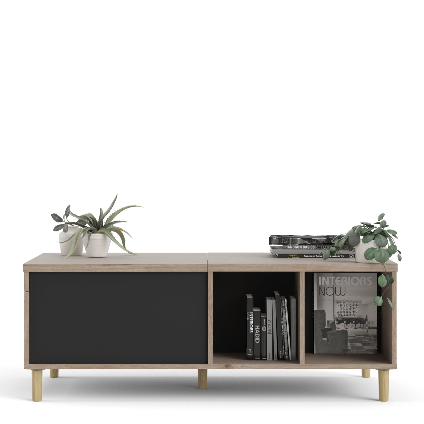 Rome Coffee Table with Sliding Top in Jackson Hickory Oak & Matte Black