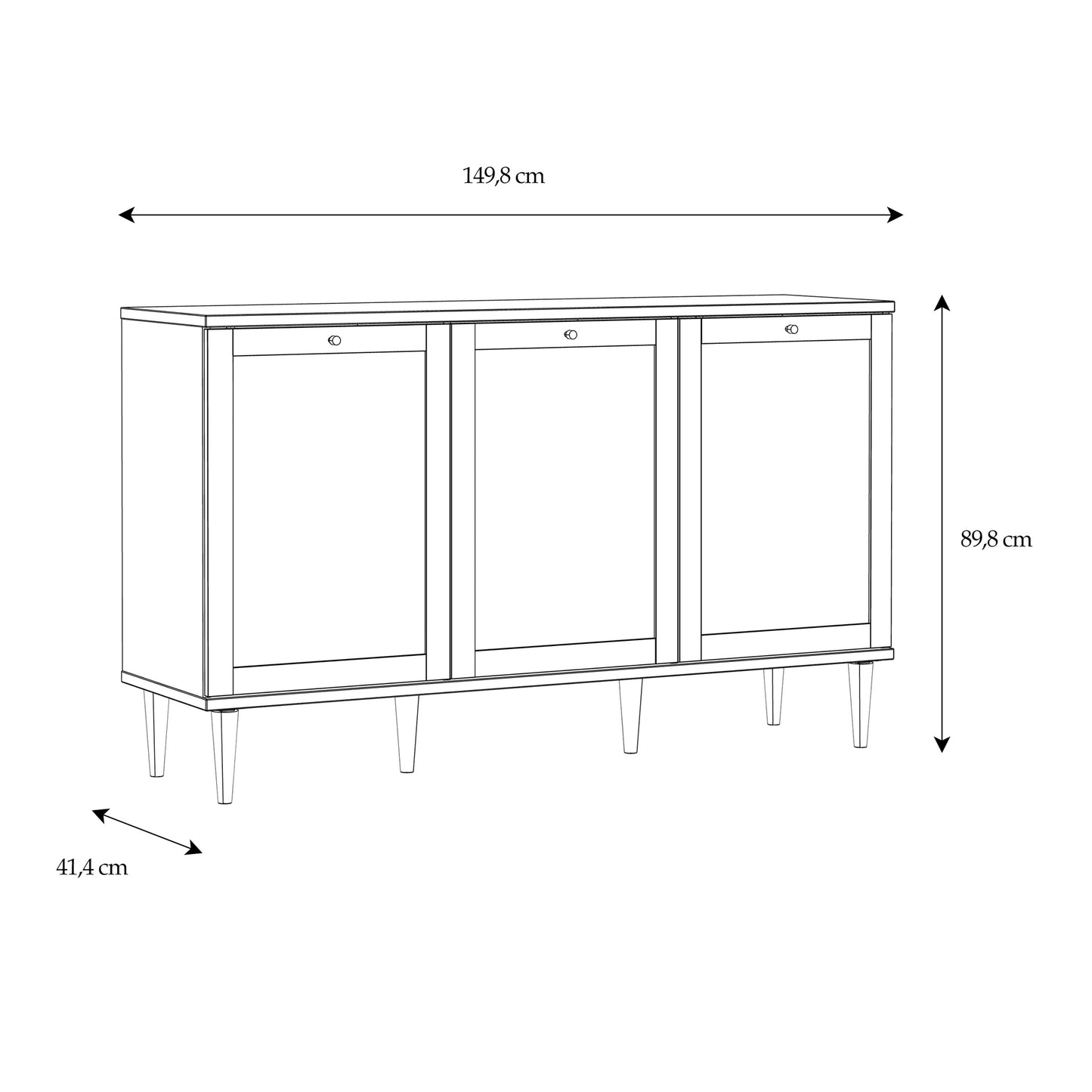 Calasetta 3 Door Rattan Sideboard – Natural Oak Effect Buffet with Storage & Cable Access