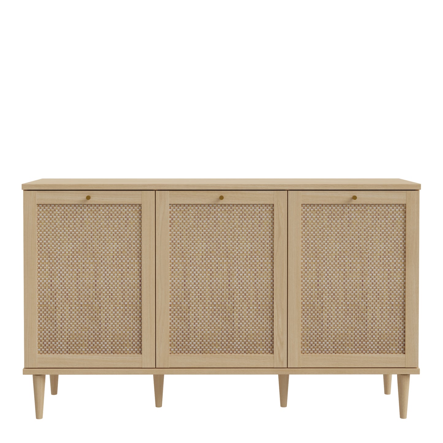 Calasetta 3 Door Rattan Sideboard – Natural Oak Effect Buffet with Storage & Cable Access