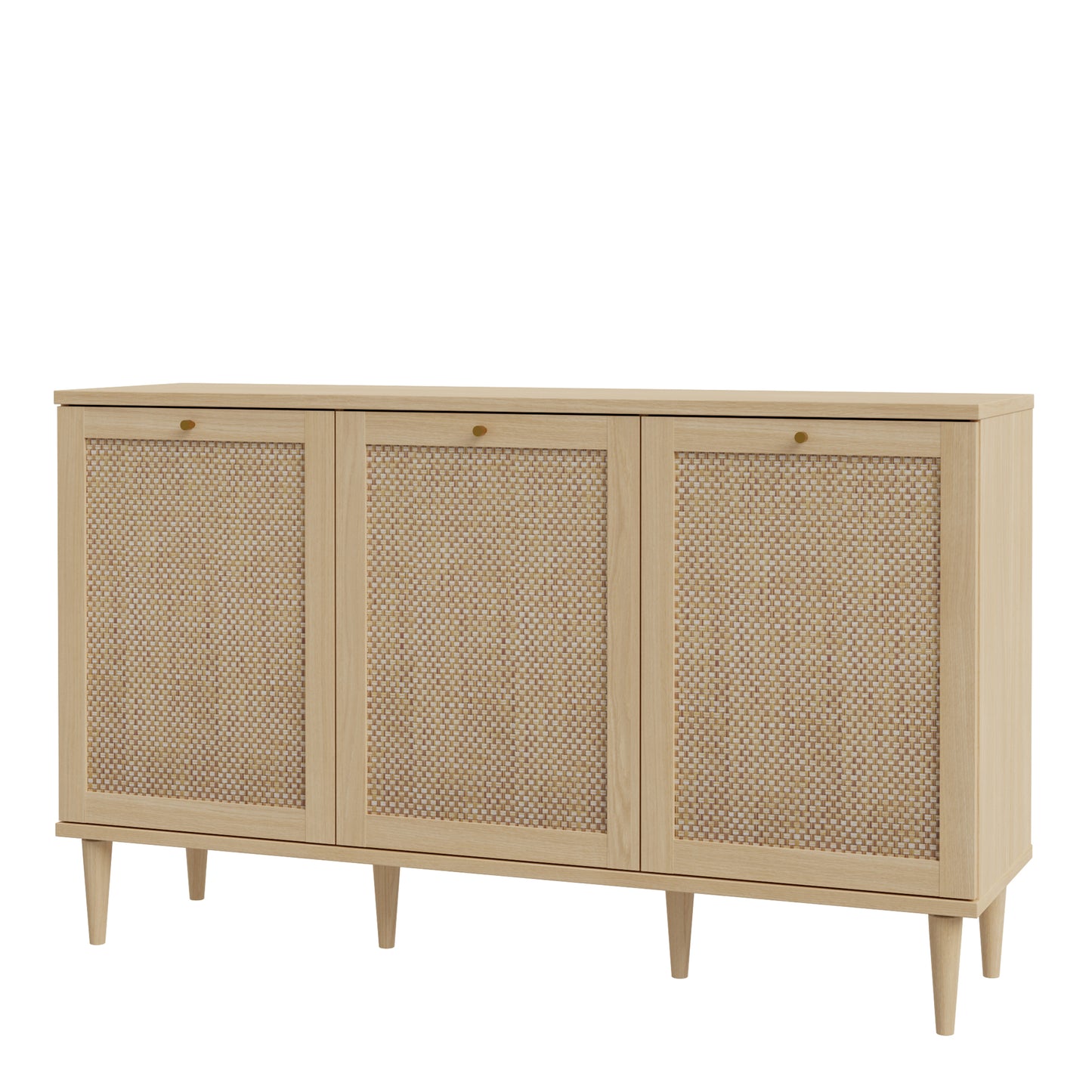 Calasetta 3 Door Rattan Sideboard – Natural Oak Effect Buffet with Storage & Cable Access