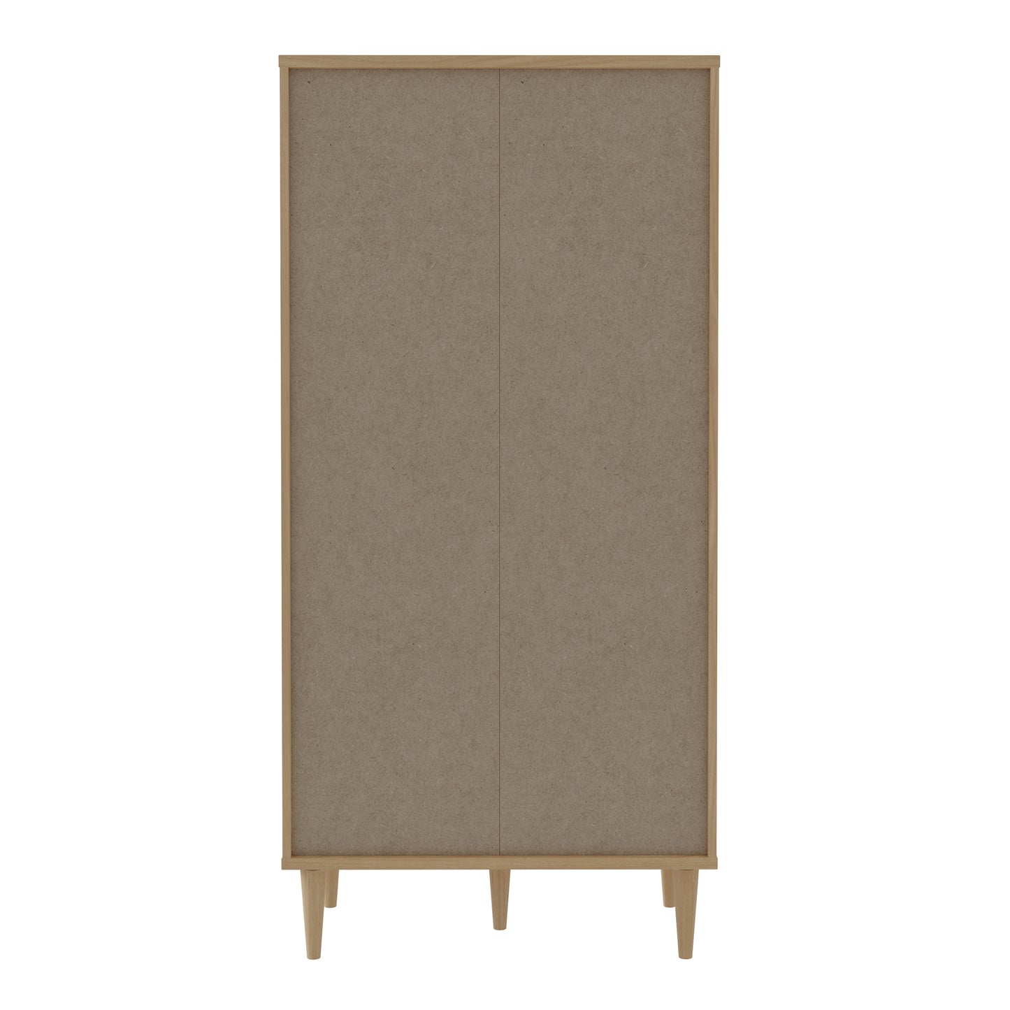 Calasetta 2 Door Display Cabinet in Rattan – Light Oak Tall Unit with Adjustable Shelves