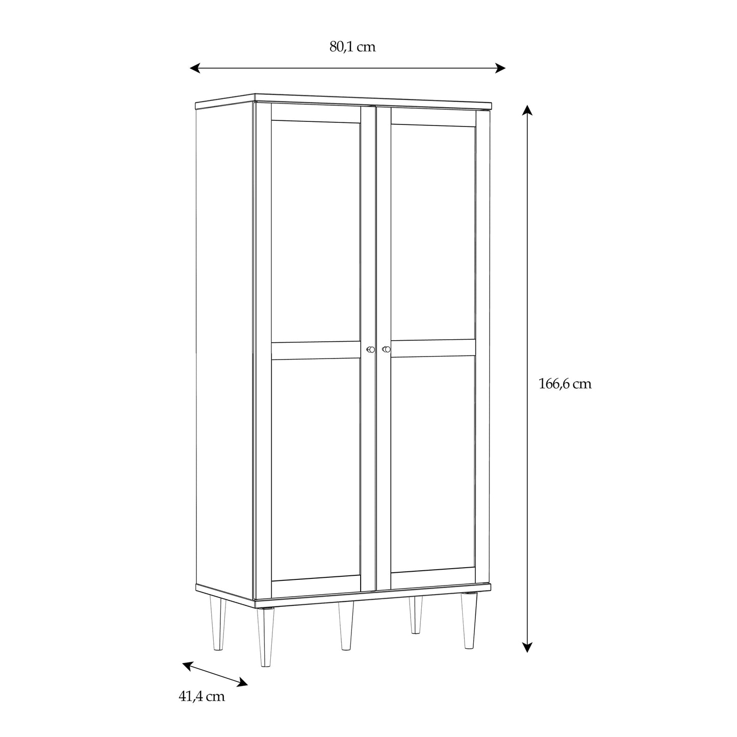 Calasetta 2 Door Display Cabinet in Rattan – Light Oak Tall Unit with Adjustable Shelves