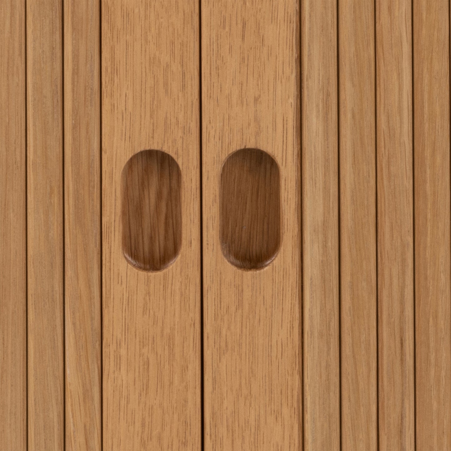 Langley Square Bedside Table – Oak with Tambour Doors | Scandinavian Nightstand