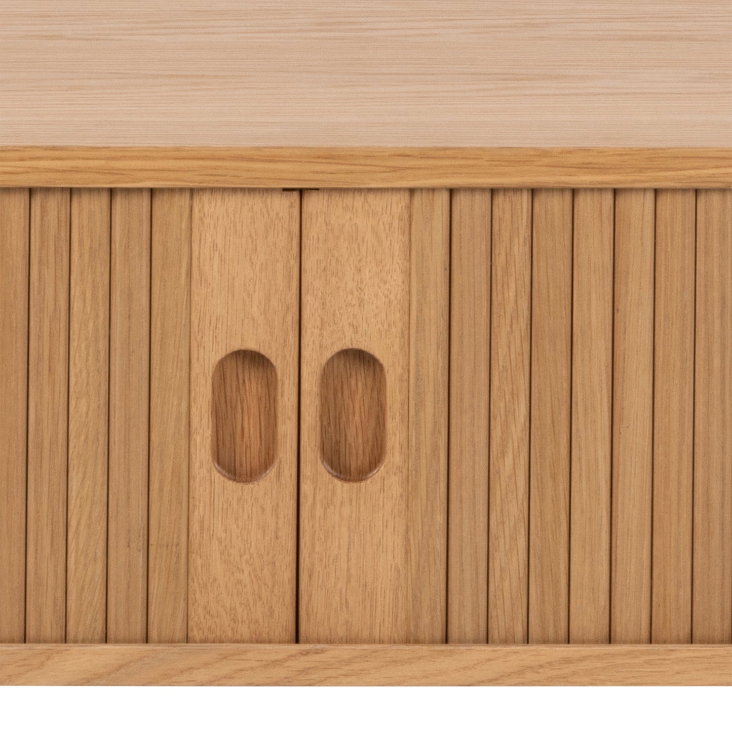 Langley Ribbed Oak TV Unit – Modern Media Cabinet with Sliding Tambour Doors