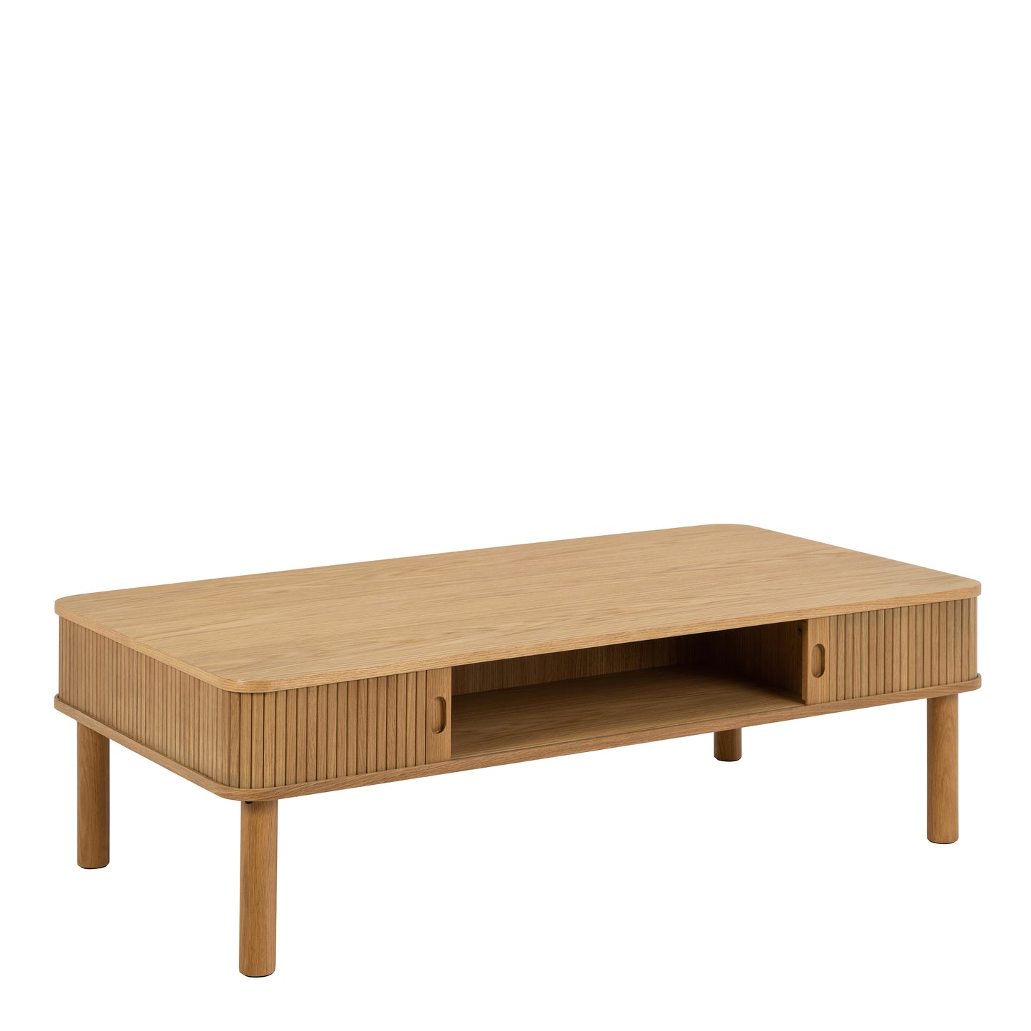 Langley Oak Coffee Table – Sliding Tambour Doors with Slatted Detail | FSC™ Certified