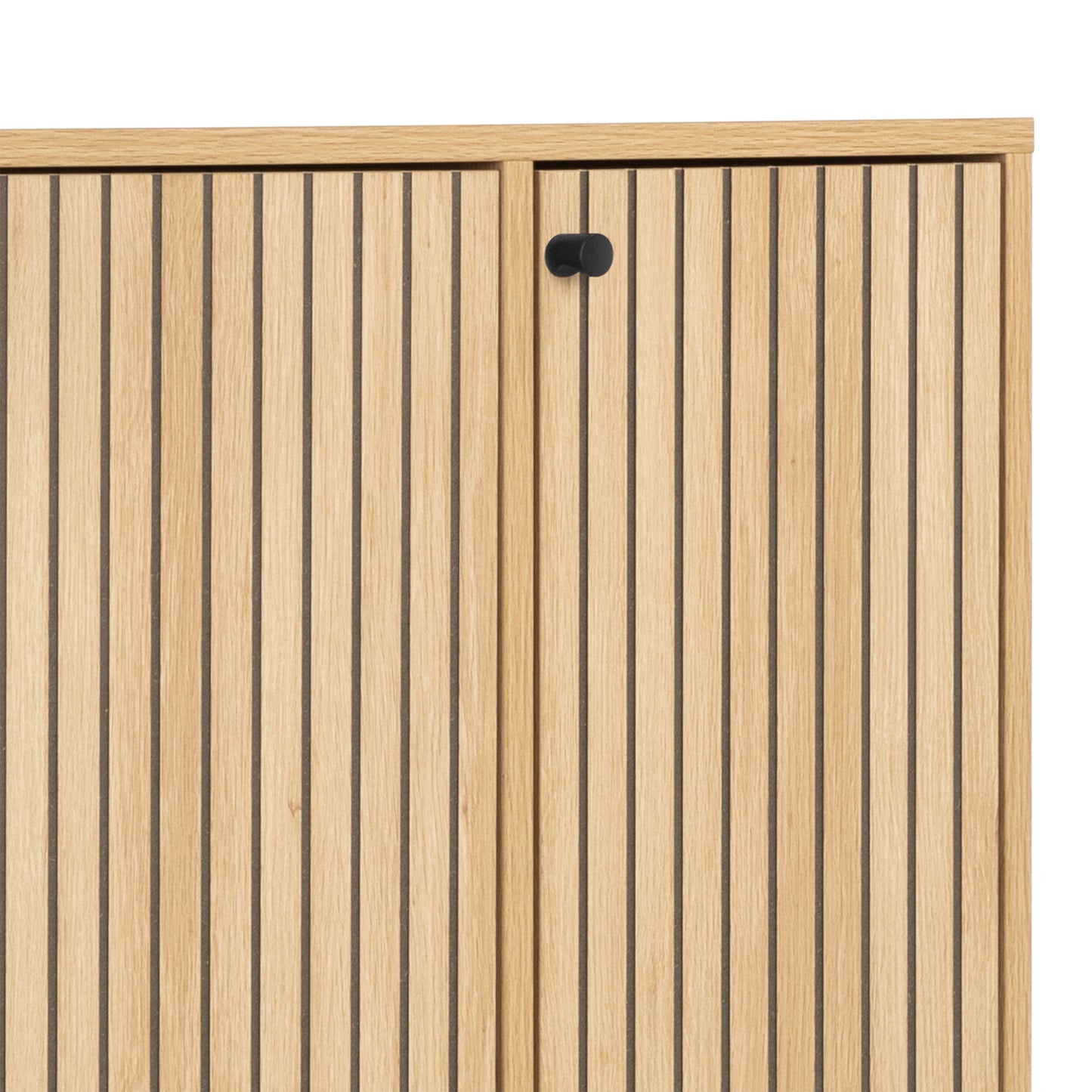 Albany Shoe Cabinet – 3 Flip Doors & 1 Side Door in Oak with Black Metal Base