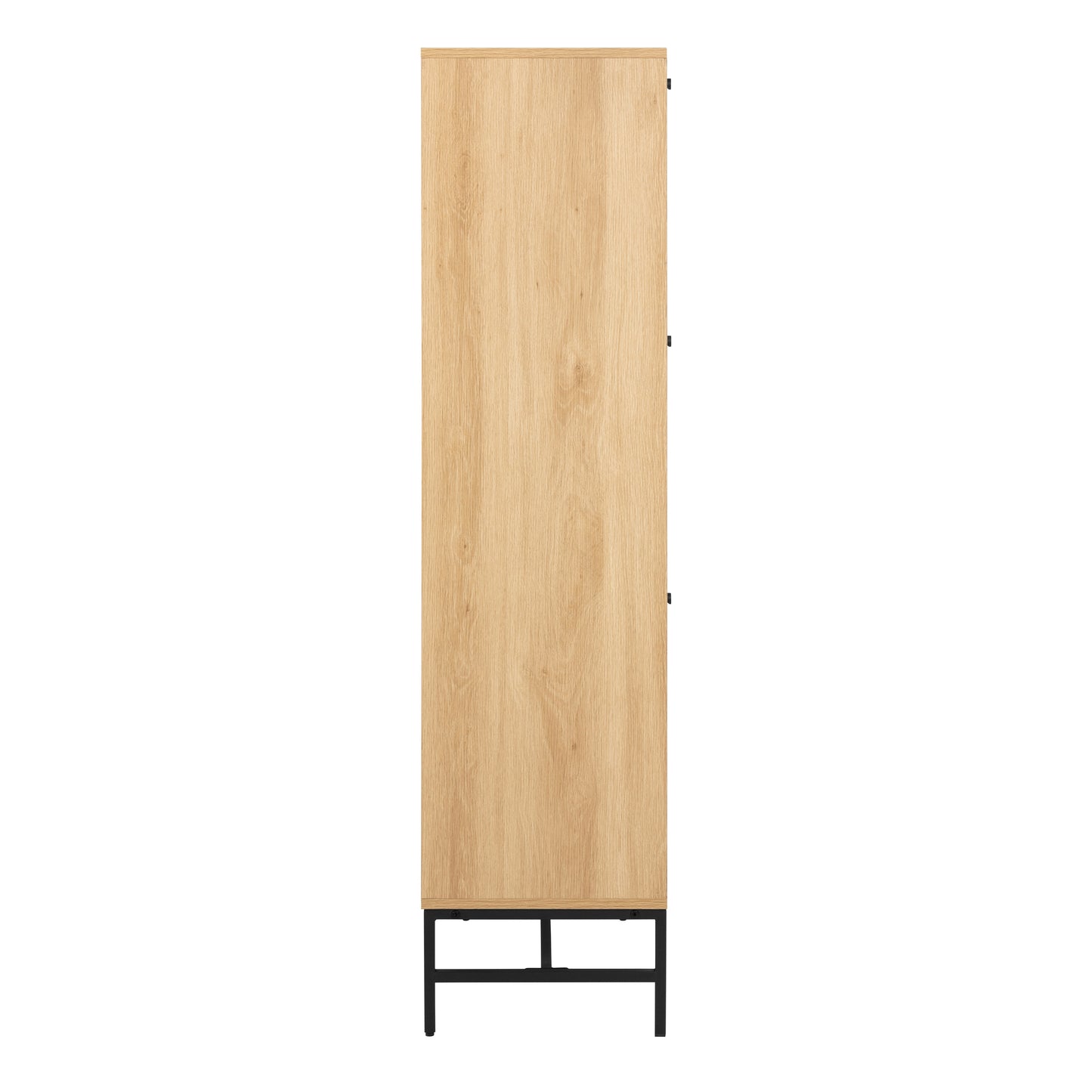 Albany Shoe Cabinet – 3 Flip Doors & 1 Side Door in Oak with Black Metal Base
