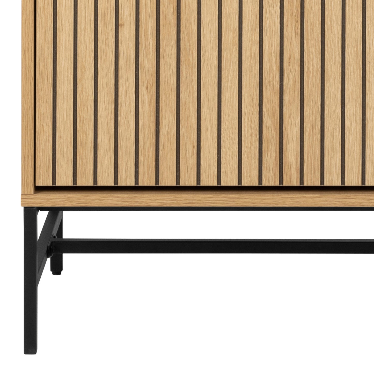 Albany Shoe Cabinet – 3 Flip Doors & 1 Side Door in Oak with Black Metal Base