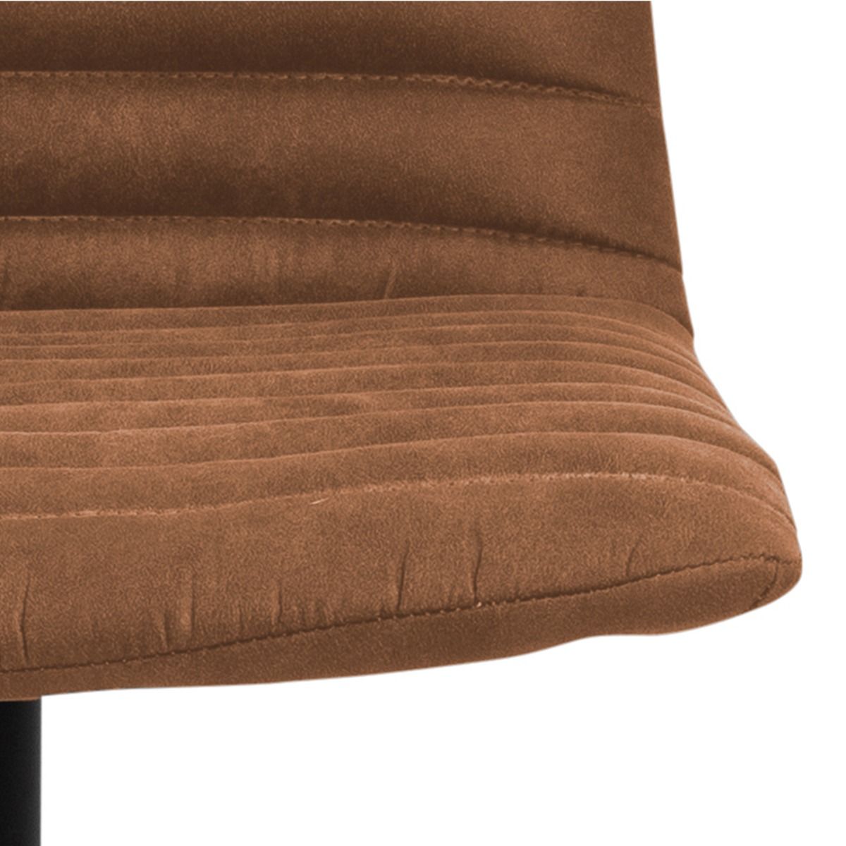 Kimmy Bar Stools Set of 2 – Brown Fabric with Swivel & Gas Lift | Industrial Style with Black Steel Base