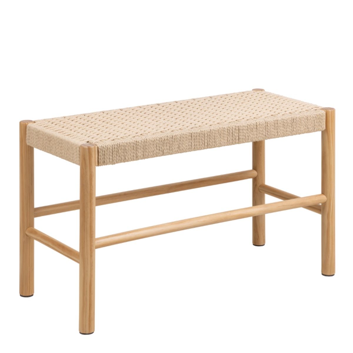 Alvin Weaved Bench – Off White Paper Cord Seat with Lacquered Pine Frame