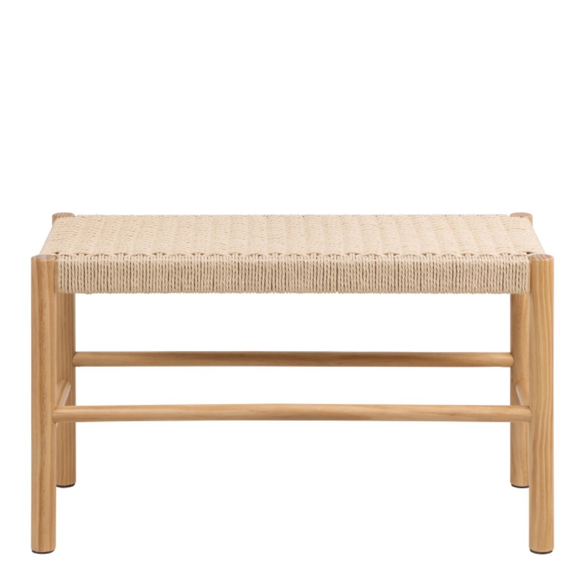Alvin Weaved Bench – Off White Paper Cord Seat with Lacquered Pine Frame