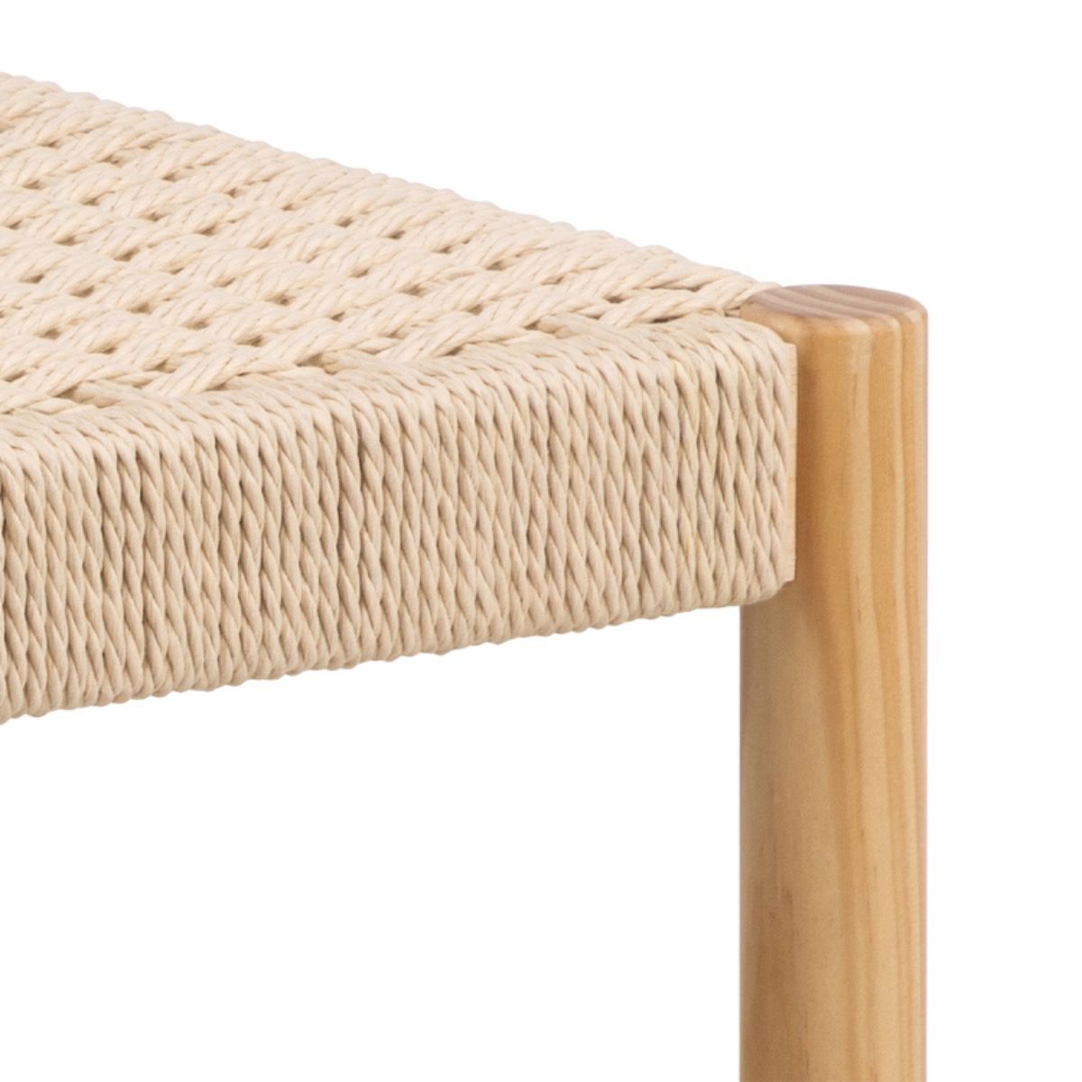Alvin Weaved Bench – Off White Paper Cord Seat with Lacquered Pine Frame