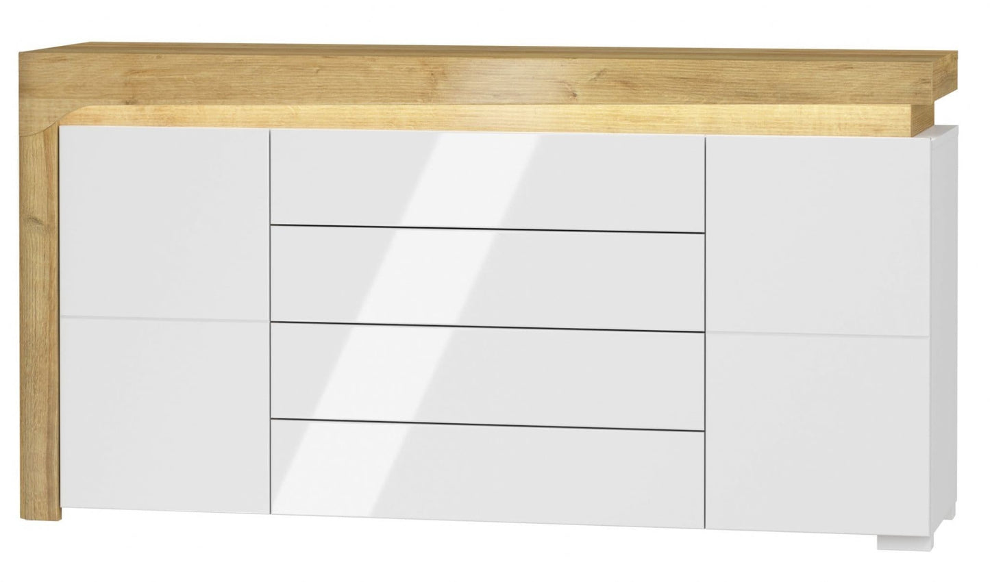 Cadillac Large Sideboard – Oak Effect & White High Gloss