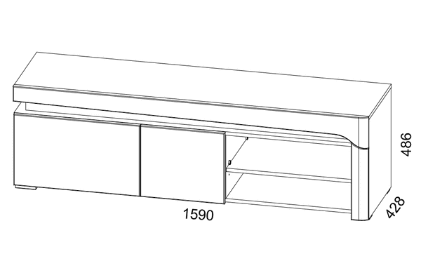 Cadillac TV Unit – Oak Effect & White High Gloss