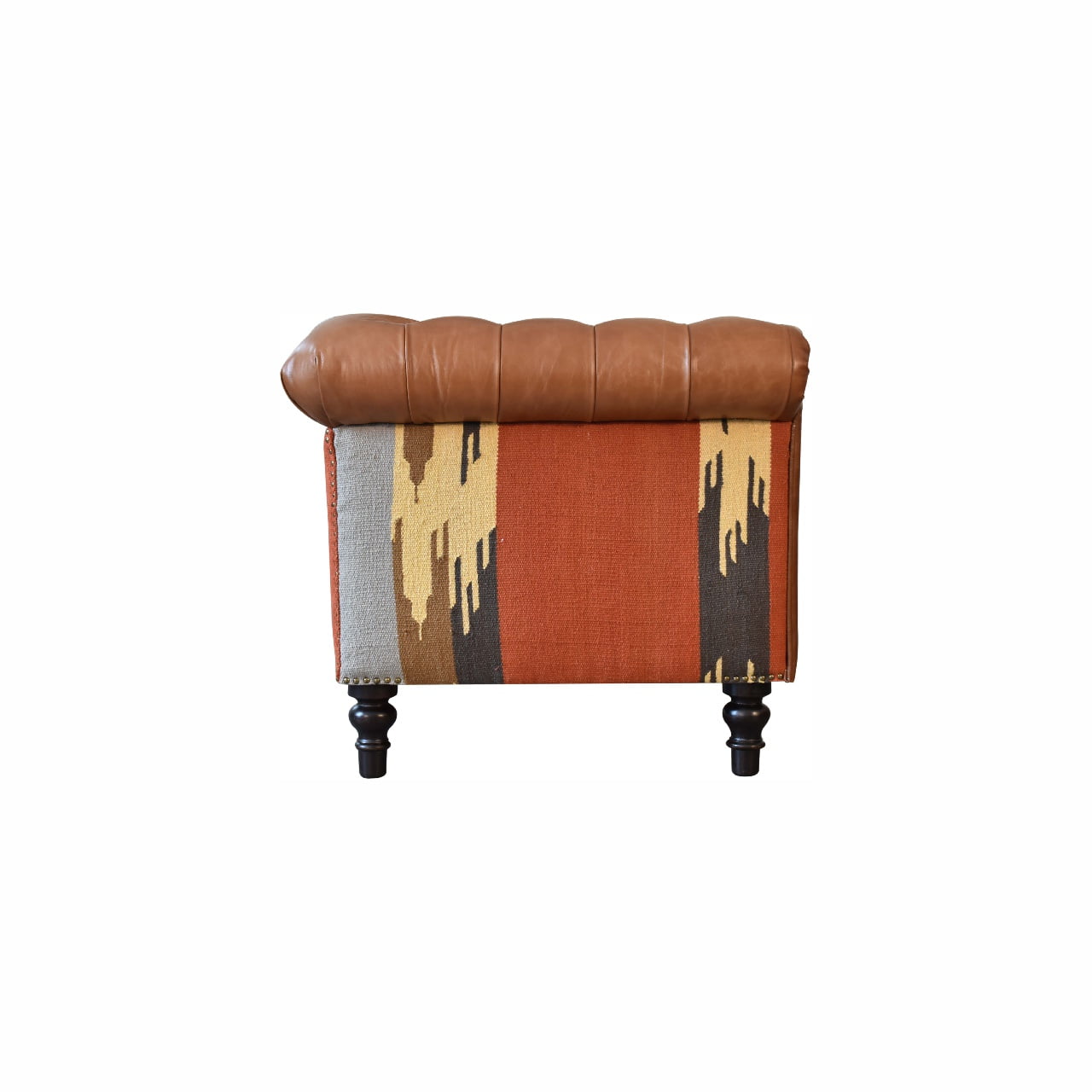 Handcrafted Kilim & Leather Chesterfield Sofa