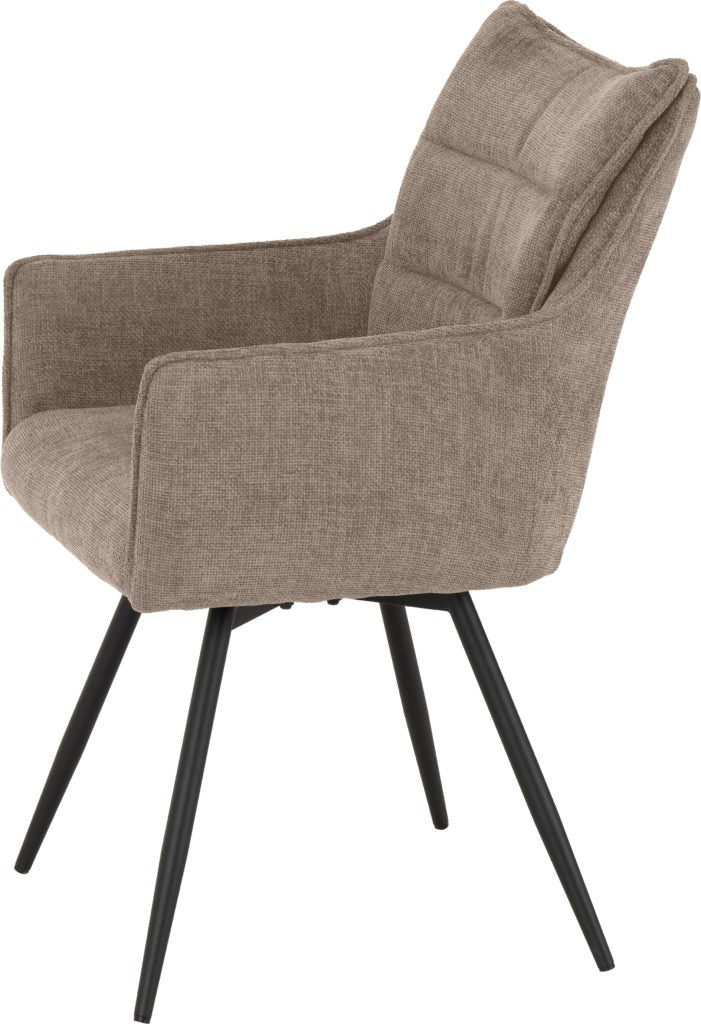 Lewis swivel dining chair in fawn fabric with curved backrest – elegant fabric chair for dining or home office