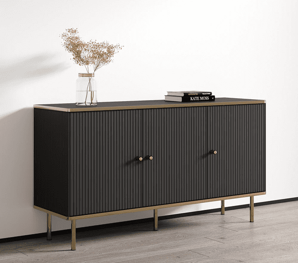 Maison black and gold 3-door sideboard with internal shelves