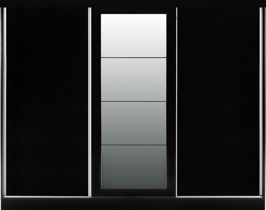 Nevada 3-Door Sliding Wardrobe – Modern Black Gloss Finish | Space-Saving Bedroom Storage